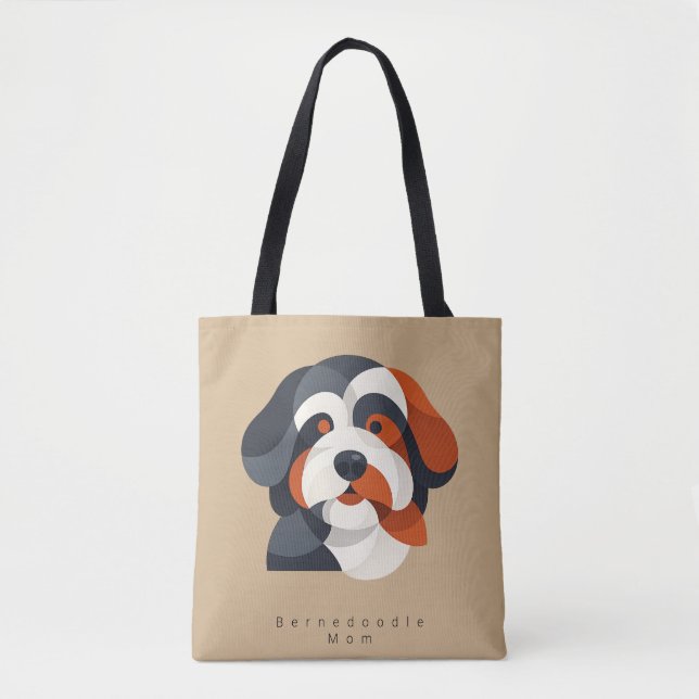 Modern Bernedoodle Mom Tote Bag - Geometric Tri-Co Tygkasse (Framsida)