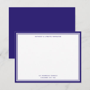 Modern Berry Blue Gräns Namn & Adress Note Card Anteckningskort