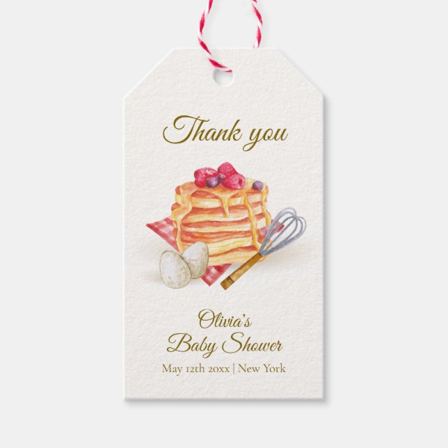 Modern Berry Pancake Egg Whisk Brunch Baby Shower Presentetikett (Framsidan)