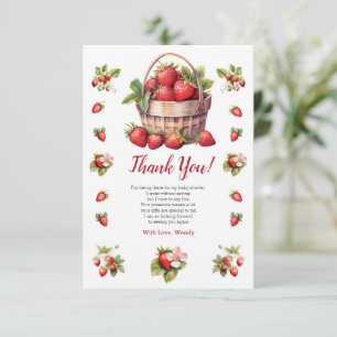 Modern Berry Sweet Baby Shower Strawbär Tack Kort