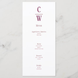 Modern Berry Vin Bröllop Monogrammed Meny
