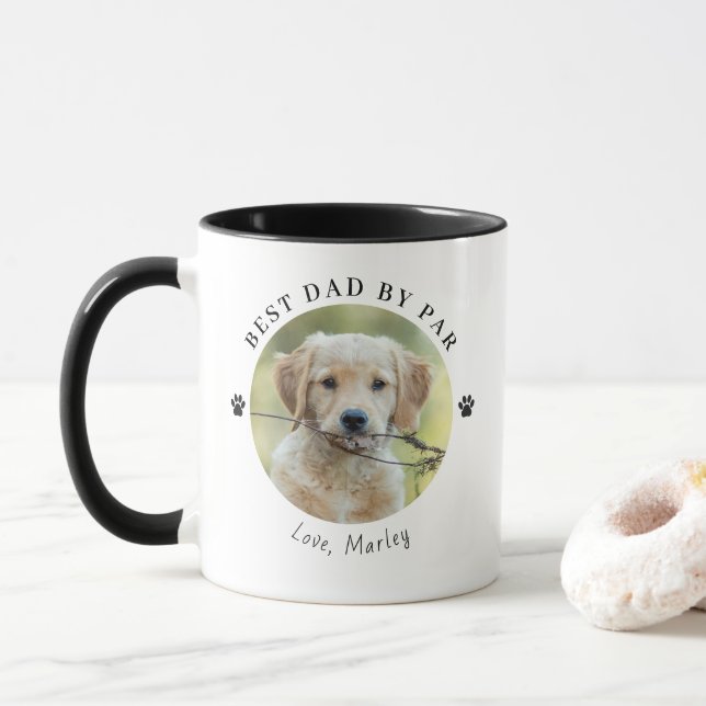 Modern Best Dad By Par Personalized Photo Coffee Mugg (Med munk)