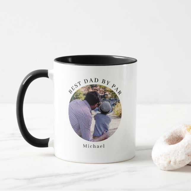 Modern Best Dad By Par Personalized Photo Coffee Mugg (Med munk)