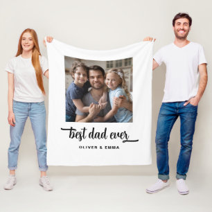 Modern Best Dad Ever manus fotobild Fleecefilt