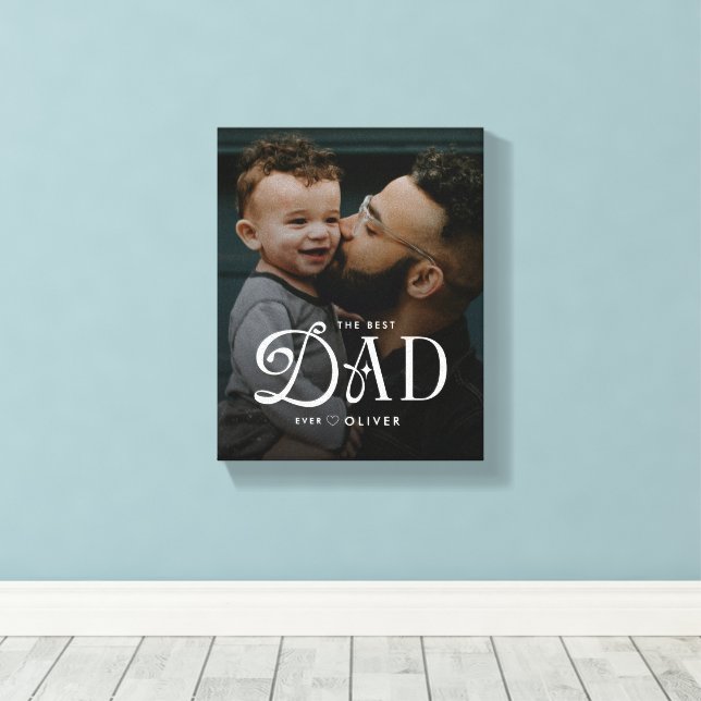 Modern Best Dad Ever Photo Personalized Canvas (Insitu (trägolv))