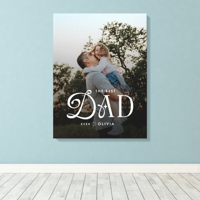 Modern Best Dad Ever Photo Personalized Canvas (Insitu (trägolv))