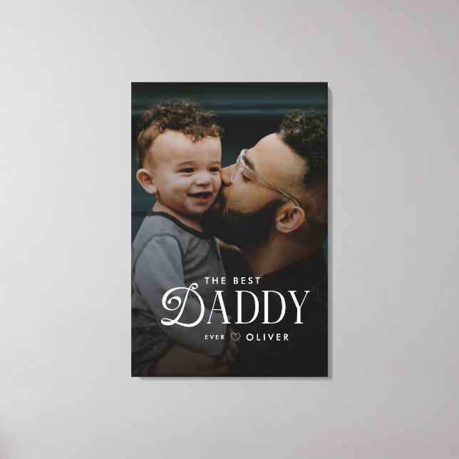 Modern Best Daddy Ever Photo Personalized Canvas (Framsida)
