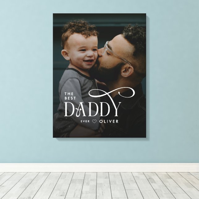 Modern Best Daddy Ever Photo Personalized Canvas (Insitu (trägolv))
