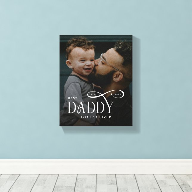 Modern Best Daddy Ever Photo Personalized Canvas (Insitu (trägolv))