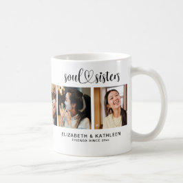 Modern Best Friend Soul Sisters 5 Photo Collage Kaffemugg