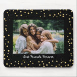 Modern Best Friends BFF Besties Photo Black Guld  Musmatta<br><div class="desc">Glam Modern Best Friends BFF Besties Photo Black and Guld Dot Mouse Pad</div>