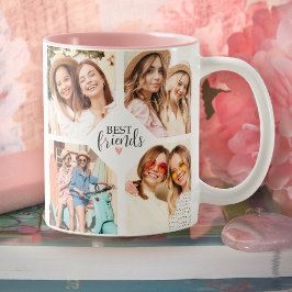 Modern Best Friends Bff-skriptfotokollage Två-Tonad Mugg