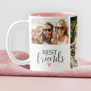 Modern Best Friends Chic Script Photo Två-Tonad Mugg