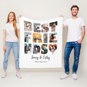 Modern Best Friends Heart Besties Photo Collage Fleecefilt