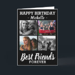 Modern Best Friends Photo Collage Grattis på födel Kort<br><div class="desc">Anpassa ett födelsedagskort till din beställning genom att helt enkelt ladda upp 4 av dina favoritfoton. Med texten"Grattis på födelsedagen",  deras namn och det söta citatet Best Friends Forever.</div>
