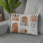 Modern Best Friends Photo Grid Keepsaké Gift Lumbarkudde<br><div class="desc">Skapa din egen bästa bildkudde med den här moderna bild-rutnätsmallen. Ladda bara upp egna foton och anpassa texten. Med titeln "Bästa vänner", ett citat från vänskapen, och namn. Det söta lilla hjärtat och bakgrunden kan ändras till vilken färg som helst. Den här kudden skulle göra en vacker keepsaké-gåva till din...</div>