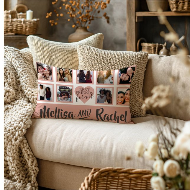 Modern Best Friends Photo Namn Lumbar Pillow Lumbarkudde (Skapare uppladdad)