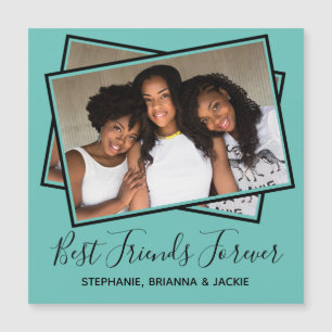 Modern Best Friends Photo Personlig Teal Magnet