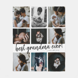 Modern Best Grandma Aldrig Photo Collage Fleecefilt