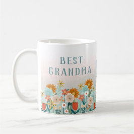 Modern Best Grandma Blommigt Photo Collage Kaffemugg