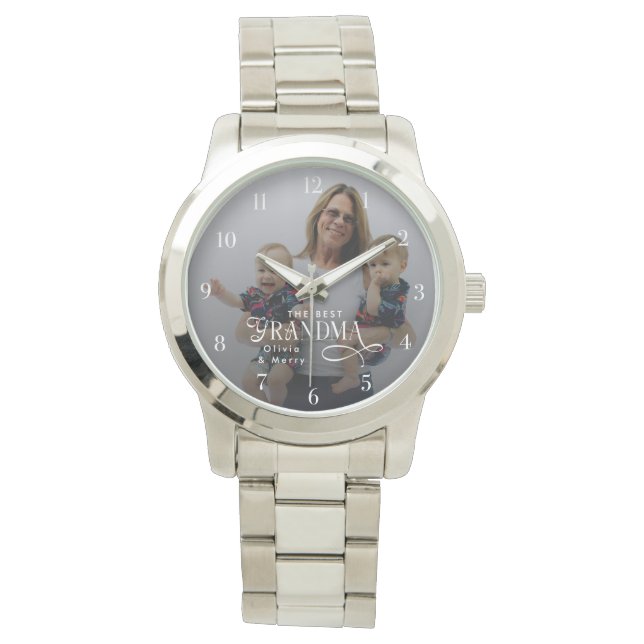 Modern Best Grandma Ever Photo Personalized Armbandsur (Framsida)