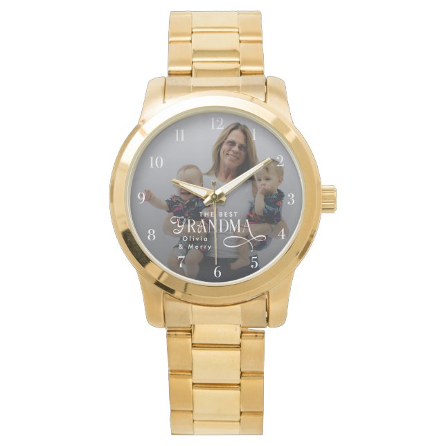 Modern Best Grandma Ever Photo Personalized Armbandsur (Framsida)