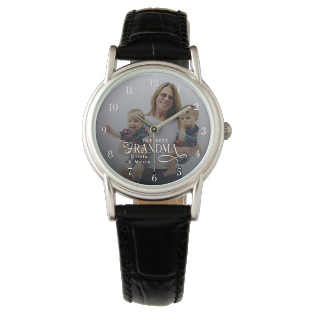 Modern Best Grandma Ever Photo Personalized Armbandsur (Framsida)