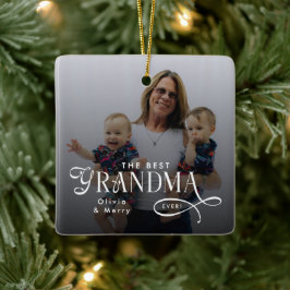 Modern Best Grandma Ever Photo Personalized Julgransprydnad Keramik