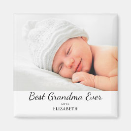 Modern Best Grandma Photo Namn Magnet