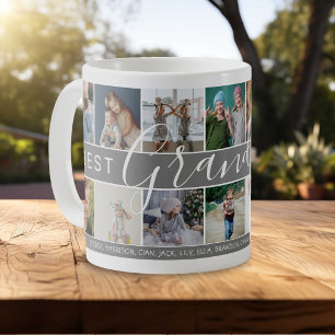 Modern Best Grandpa Ever Foto Collage & Namn Kaffemugg