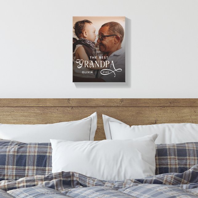 Modern Best GrandPa Ever Photo Personalized Canvastryck (Insitu (sovrum))