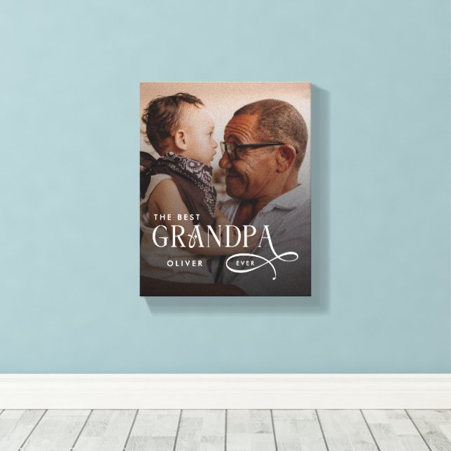 Modern Best GrandPa Ever Photo Personalized Canvastryck (Insitu (trägolv))