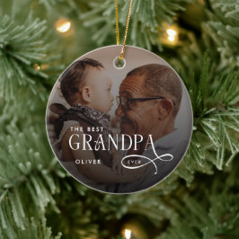 Modern Best GrandPa Ever Photo Personalized Julgransprydnad Keramik