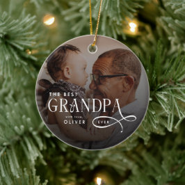 Modern Best GrandPa Ever Photo Personalized Julgransprydnad Keramik