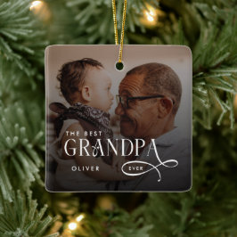 Modern Best GrandPa Ever Photo Personalized Julgransprydnad Keramik