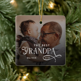 Modern Best GrandPa Ever Photo Personalized Julgransprydnad Keramik