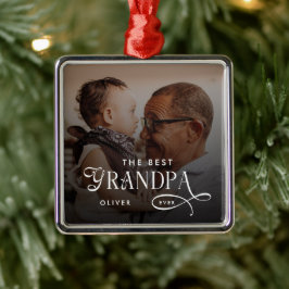 Modern Best GrandPa Ever Photo Personalized Julgransprydnad Metall