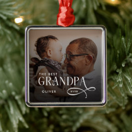 Modern Best GrandPa Ever Photo Personalized Julgransprydnad Metall
