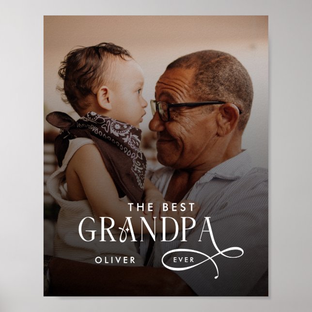 Modern Best GrandPa Ever Photo Personalized Poster (Framsidan)