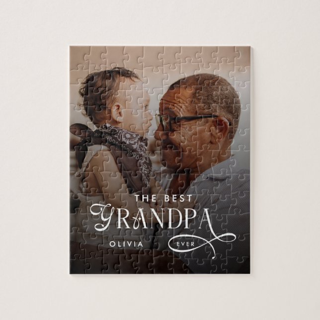 Modern Best GrandPa Ever Photo Personalized Pussel (Vertikal)