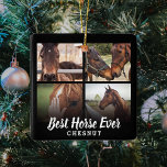 Modern Best Horse någonsin Photo Collage | Equestr Julgransprydnad Keramik<br><div class="desc">Underbara prydnadsföremål för hästälskare och riddare,  med fyra foton av din häst,  med titeln "Best Horse Aldrig" och deras namn.</div>