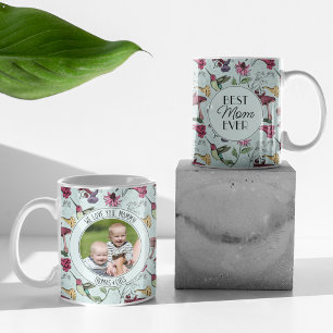Modern Best Mamma någonsin Mint Blommigt Hummingbi Kaffemugg