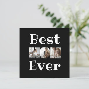 Modern Best Mom Ever 3 Fotos Kollage Svart Julkort