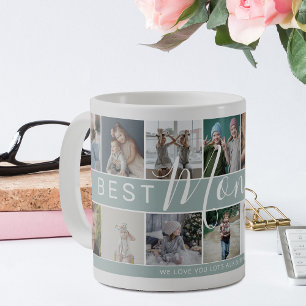 Modern Best Mom Ever Foto Collage med Namn Kaffemugg