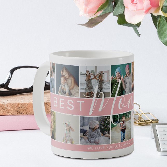 Modern Best Mom Ever Photo Collage & Name/s Kaffemugg (Skapare uppladdad)