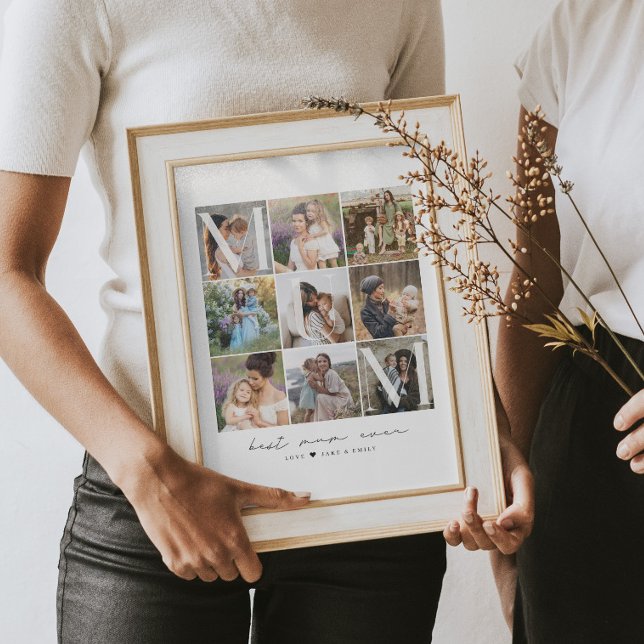 Modern Best Mum Ever Script | 9 Photo Grid Collage Poster (Skapare uppladdad)