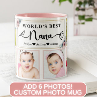 Modern Best Nana Anpassningsbar Photo Collage Namn Två-Tonad Mugg