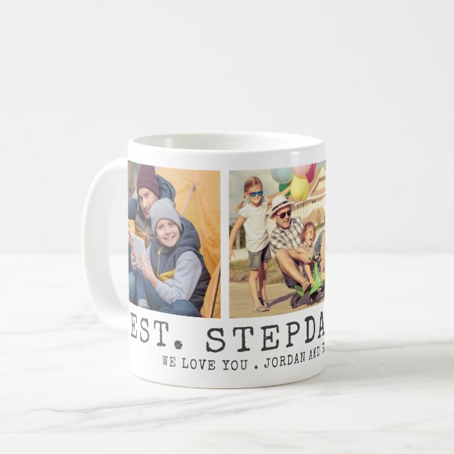 Modern BEST STEPDAD EVER 3 Foton Personlig Kaffemugg (Framsida vänster)