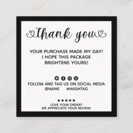 Modern beställning som gjorts på min Tack Fyrkantigt Visitkort