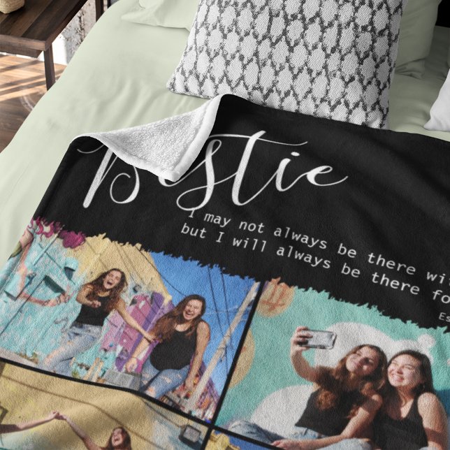 Modern Bestie Quote Photo Collage Personlig BFF Fleecefilt (Skapare uppladdad)